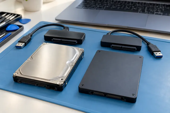 HDD и SSD с адаптерами для подключения