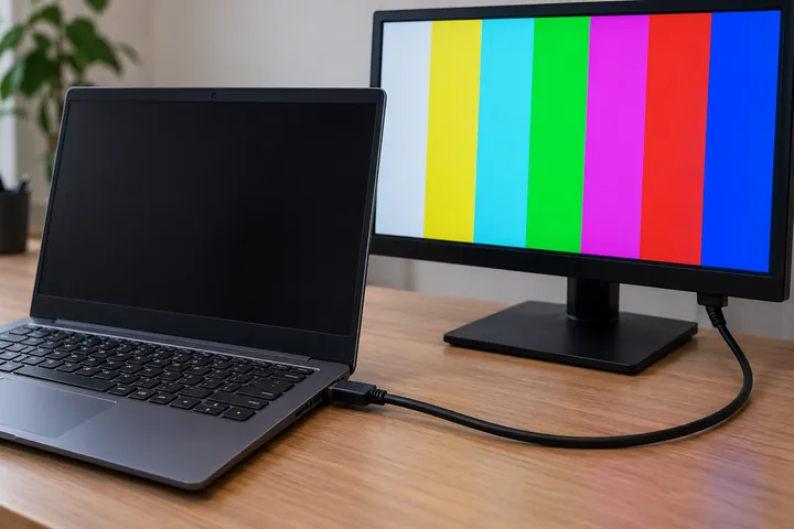 Laptop connected to an external monitor