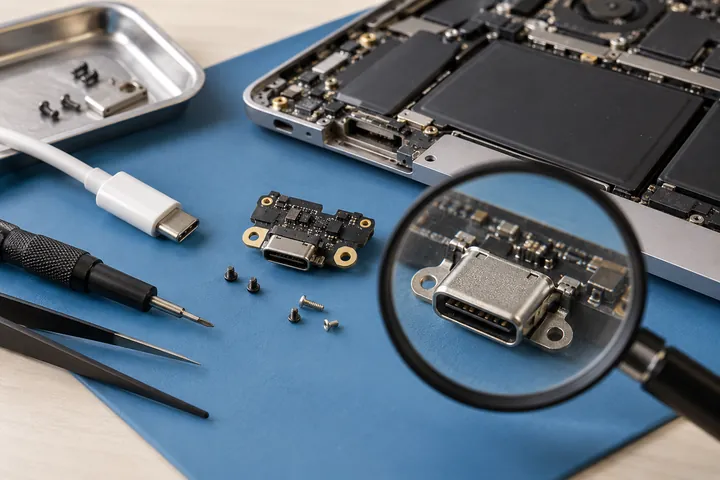 MacBook USB-C jungties plokštė ir įkrovimo laidas