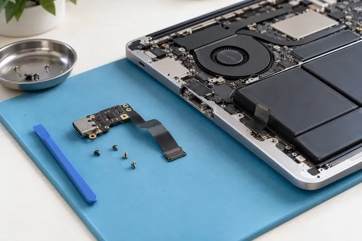 Pakaitinė USB-C plokštė prie kompiuterio korpuso