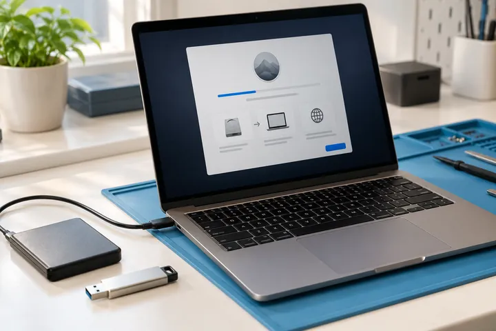 Computer, backup drive and installation media