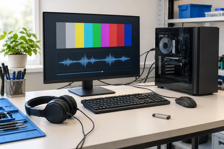 Проверка изображения, звука и USB-устройств