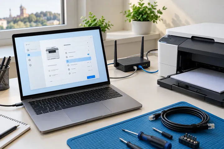 Printer and network-connection settings workspace