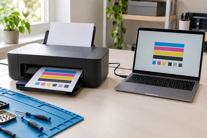 Printer with a colour test page