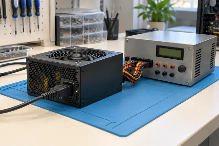 Closed ATX power-supply load-testing setup