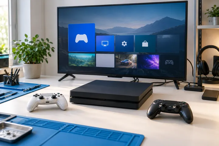 Console display and controller-function test setup